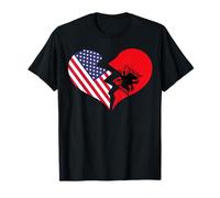 USA e Albania Cuore Spezzato Amore Internazionale Maglietta