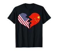 USA e Cina Cuore Spezzato Amore Internazionale Maglietta