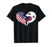 USA e Corea del Sud Cuore Spezzato Amore Internazionale Maglietta