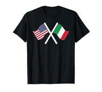 USA E Italia Bandiere Attraversate Radici Doppie Maglietta