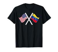 USA E Venezuela Bandiere Attraversate Radici Doppie Maglietta