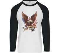 USA Eagle Flag America Patriottico 4 Luglio Uomo L/S Baseball T-Shirt