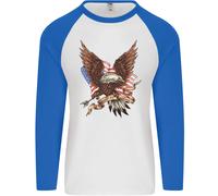 USA Eagle Flag America Patriottico 4 Luglio Uomo L/S Baseball T-Shirt