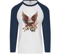 USA Eagle Flag America Patriottico 4 Luglio Uomo L/S Baseball T-Shirt