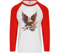 USA Eagle Flag America Patriottico 4 Luglio Uomo L/S Baseball T-Shirt