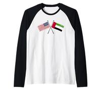 USA Emirati Arabi Uniti Bandiere Incrociate Amicizia degli Emirati Americani Maglia con Maniche Raglan