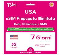 USA eSIM 7 dagar. T-Mobile-nätverk med obegränsad höghastighetsdata, lokala samtal och sms. Få eSIM samma dag via e-post och börja använda! Du behöver inte vänta på paketet!