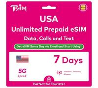 USA eSIM 7 giorni. Dati illimitati ad alta velocità, chiamate locali e messaggi sulla rete T-Mobile (Hawaii inclusi). Non c'è bisogno di aspettare il pacchetto!. Ottieni eSIM lo stesso giorno via