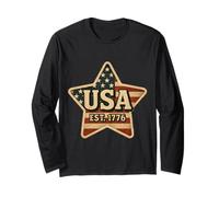 USA Est. 1776 Vintage Bandiera Americana 4 luglio Patriottica Maglia a Manica
