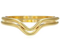 USA Fatto ECRU metal Placcato Oro 2 Pezzi A V Accatastabile Anello Set Misura 6