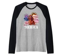 USA Flag 4th of July Merica Long Haired Dachshund Lover Maglia con Maniche Raglan