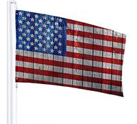 USA Flag Flag 3x5 FT Vintage American Flag On Dark Wooden Fence Wall Patriotic Outdoor Flags Large Welcome Yard Banners Home Garden Yard Lawn Decor Red Blue White