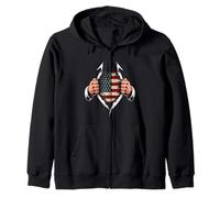USA Flag Ripped Vintage American Roots Felpa con Cappuccio