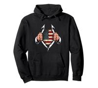 USA Flag Ripped Vintage American Roots Felpa con Cappuccio