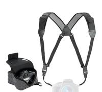 USA Gear Bustino Imbottito per Fotocamera (Grigio Deluxe) + Cinghia per Petto (Nero) - Bundle