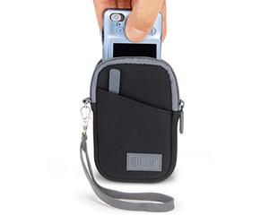 USA Gear Custodia Compatta per Fotocamera Resistente Protezione Imbottitura in Neoprene, Anello da Cinta e Strap da Polso per Tuo Nikon Coolpix, Sony, Panasonic, Canon PowerShot e Altri - Nero