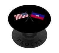 USA Haiti attraversato bandiere amicizia haitiana americana PopSockets PopGrip Adesivo