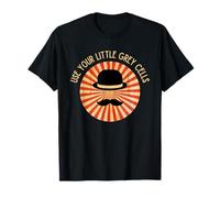 Usa il tuo Little Grey Cells Poirot Citazione Retro Baffi Tee Maglietta