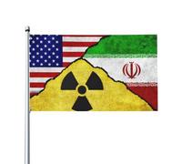 Usa, Iran And Nuclear Symbol Together On A Textured Wall Bandiere Colore Vivido Bandiera Con 2 Occhielli Flag Per Giardino Feste Portico Casa 90X150Cm