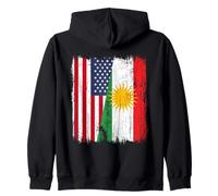 USA Kurdistan Half Flag Maglia Curda Americana Felpa con Cappuccio