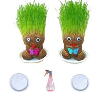 Usa la testa di erba per far crescere i capelli, vaso con testa di bambola, pianta verde da scrivania, mini vaso bonsai con vassoio, pianta in vaso per bambini (annaffiatoio), decorazioni p
