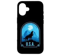 USA Live Love Explore Howling Wolf Design Custodia per iPhone 16