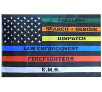 USA Multicolore Sottile Linea Hero's Bandiera 100D Poly Nylon 4x6 4'x6'Bandiera