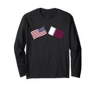 USA Qatar Attraversato Bandiere Americane Qatar Amicizia Maglia a Manica