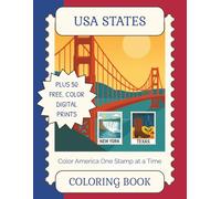 USA States: Coloring America One Stamp at a Time, Coloring Book for Adults & Teens, Creative Coloring & Stress Relief