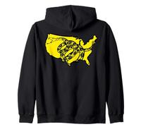 USA Stati Uniti America Mappa Libertario Gadsden Snake FLAG Felpa con Cappuccio
