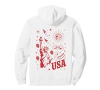 USA Statua della libertà Retro Party Icons Backprint Felpa con Cappuccio