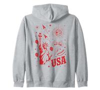 USA Statua della libertà Retro Party Icons Backprint Felpa con Cappuccio