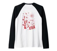 USA Statua della libertà Retro Party Icons Backprint Maglia con Maniche Raglan