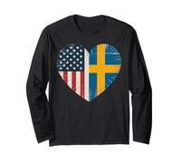 USA Svezia Cuore - Doppia Cittadinanza Maglia a Manica