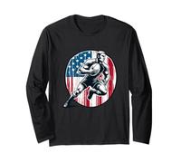 USA Vintage America Banner Fan Stati Uniti Bandiera Retro Maglia a Manica