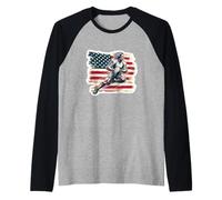 USA Vintage America Banner Fan Stati Uniti Bandiera Retro Maglia con Maniche Raglan