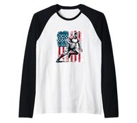 USA Vintage America Banner Fan Stati Uniti Bandiera Retro Maglia con Maniche Raglan