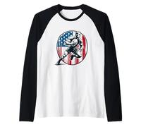 USA Vintage America Banner Fan Stati Uniti Bandiera Retro Maglia con Maniche Raglan