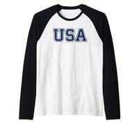 USA Vintage American Pride Retro Throwback Patriotic Maglia con Maniche Raglan