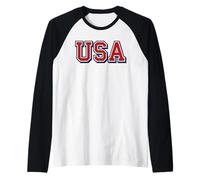 USA Vintage American Pride Retro Throwback Patriotic Maglia con Maniche Raglan