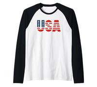 USA Vintage American Pride Retro Throwback Patriotic Maglia con Maniche Raglan