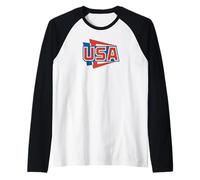 USA Vintage American Pride Retro Throwback Patriotic Maglia con Maniche Raglan