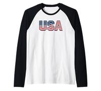 USA Vintage American Pride Retro Throwback Patriotic Maglia con Maniche Raglan