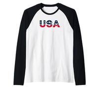 USA Vintage American Pride Retro Throwback Patriotic Maglia con Maniche Raglan