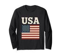 USA Vintage Bandiera Americana Rustica USA Bold Retro Maglia a Manica
