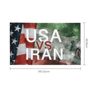 Usa Vs Or Versus Iran Bandiere Colore Vivido Bandiera Da Giardino Robuste Bandiera Per Feste Interno Prato Giardino 90X150Cm