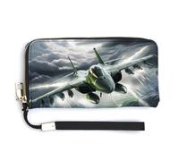 USAF F-15 Eagle Thundering Portafoglio in pelle alla moda borsa lunga con cinturino da polso per uomo donna, Stile:, 20.0*10.5cm