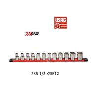 USAG: Serie di 12 chiavi a bussola con bocca esagonale speciale X-Grip da 1/2"