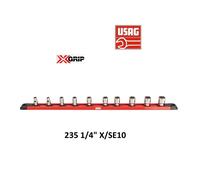 USAG: Serie di 10 chiavi a bussola con bocca esagonale speciale X-Grip da 1/4"