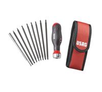 USAG 333 K/SB10 Giravite Combidrive Cricchetto Integrato Astuccio 10 Inserti